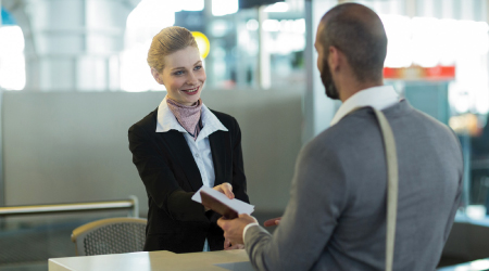 Person holding technology in hand to show efficient process